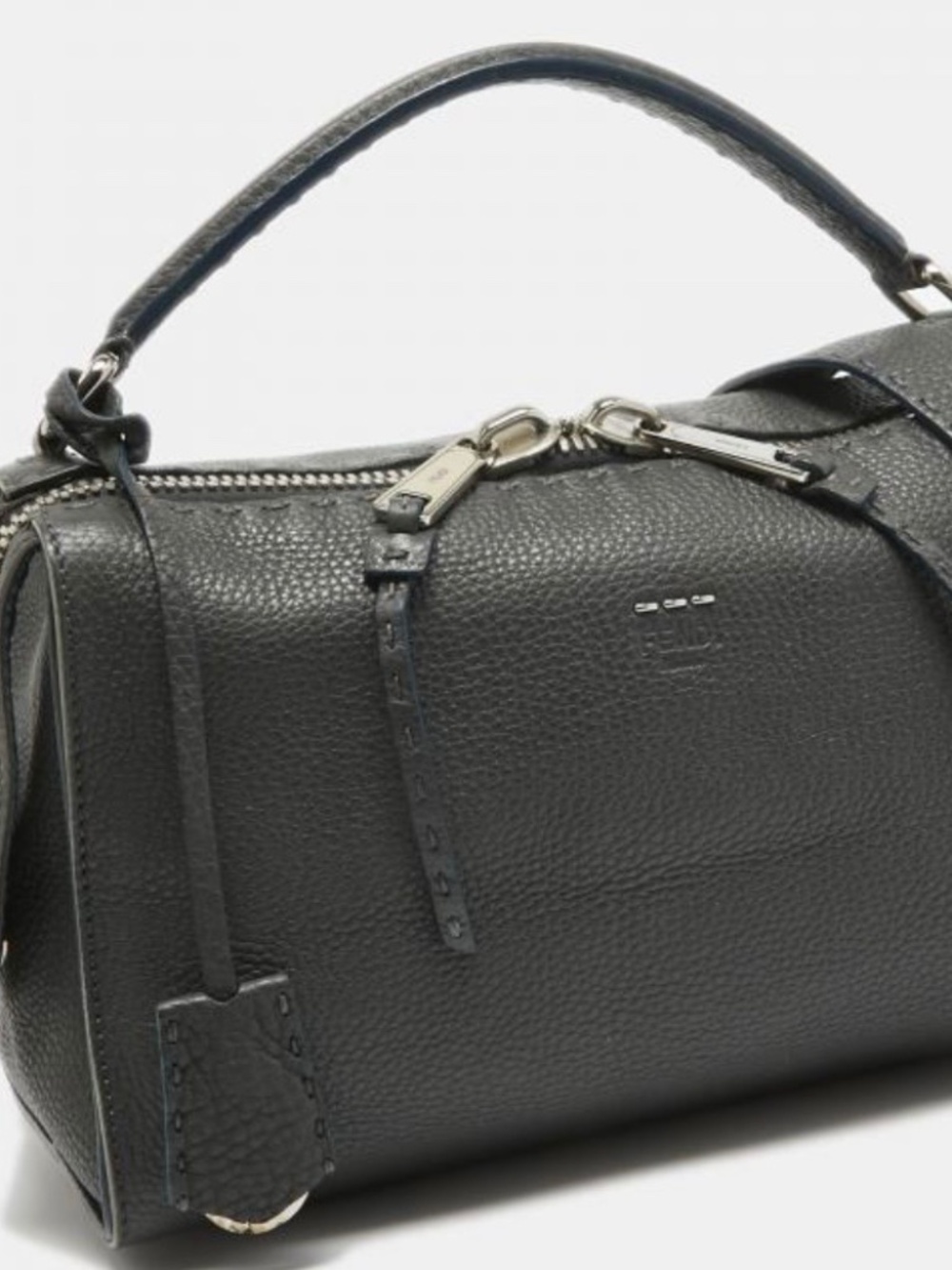 Fendi Grey Selleria Leather Lei Boston